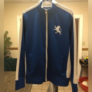 Men’s Express Blue/White Zip-Up Track Jacket with Pockets and logo